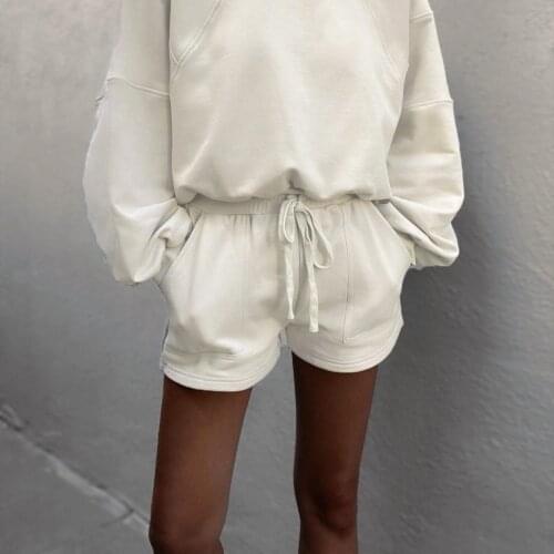 Summer Casual Wild Short Elastic High Rise Drawstring Solid Color Straight Leg Shorts with Pockets for Women Daily Wear