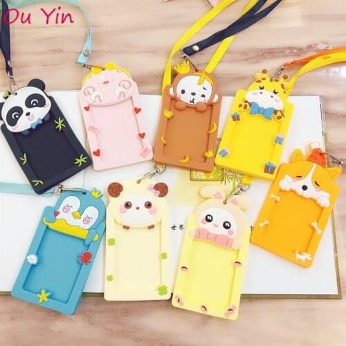 Cute Silicone Animal Card Holder Cartoon Puppy Panda Bunny Student ID Meal Card Subway IC Access Card Protective Case