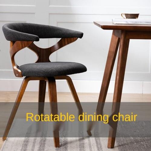 Modern Nordic style Solid wood Household Dining chair pivotable Office Computer chair Hotel cafe room Fabric Corner chair