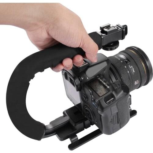 Light+Video Microphone U/C Shaped Flash Bracket Holder Handle Handheld Action Stabilizer Grip for Camera Camcorder handle Studio