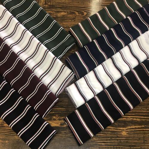 Thin Stripes Cloth Clothing Fabric Thin Material Elasticity Green Stripes Viscose Wrinkled Skirt Tops Cloth/1 M