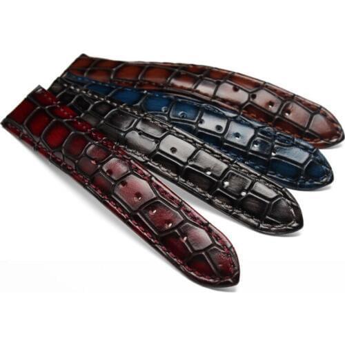 18mm 20mm Universal Cow Leather Watchband Watch Strap for Zenith for Hamilton for Omega Man Watch Scrub Pattern Black Bracelet22