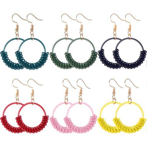 Vintage Statement Cute Drop Dangle Earrings for Women Fashion Jewelry Korean Metal Simple Paint Circle Hanging Earings