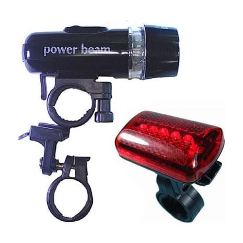 Waterproof 5LED Bike Front Head Light+5LED Bike Rear Safety Tail Lamp Set spotlight Waterproof The latest spotlight technolog