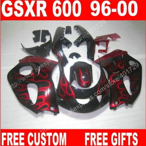 High quality Fairings for 1996 1997 1998 1999 2000 SUZUKI SRAD GSXR600 GSXR750 black red flames 96-99 GSXR 600 750 fairing set