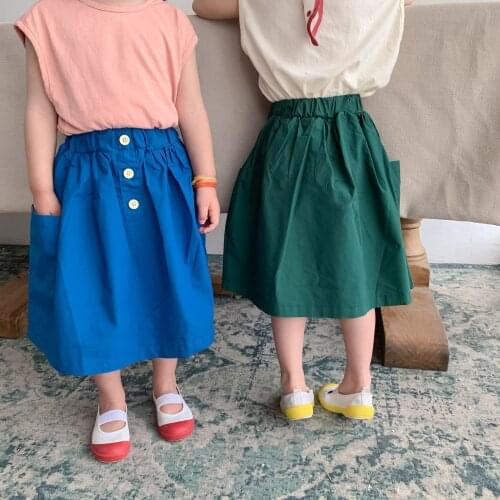 Baby Girl Tutu Skirts 2021 Summer New Korean Childrens Cotton Solid Skirt Fashion Kids Short Skirts Baby Clothes School Skirt