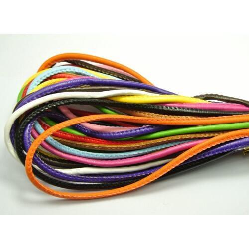 12 Strand of 1 Meter Mixed Color Stitched Round Soft Synthetic Leather Jewelry Cord 5mm