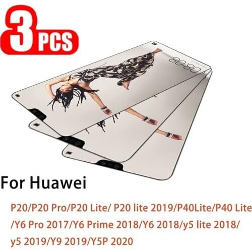 3PCS Safety Glass For Huawei P20P20 P20 Pro P20 Lite P20 lite 2019 P40Lite P40 Y6 Pro 2017 Y6 Prime 2018 Tempered Glass