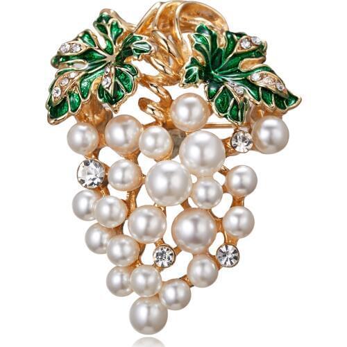 Rinhoo Summer Crystal Grape Flower Brooches for Women Cute Luxury Brooch Pin Fashion Jewelry Elegant Wedding Brooch Bouquet Hot
