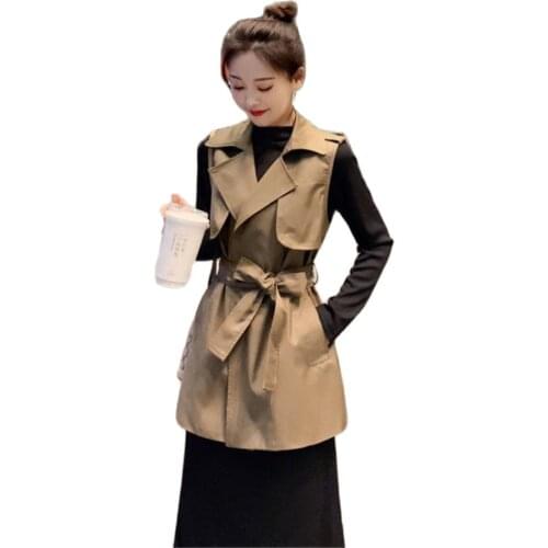 M-5xl WomenS Vest Vest Jacket Spring 2021 New Korean Outer Wear Mid-Length Windbreaker Vest Coats Overcoat Waistcoat Oversize