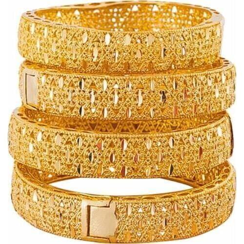 Arabic Indian Bangles With Charm Dubai Bangles for Women Gold Bracelets&Bangles Ethiopian African Bridal Jewelry