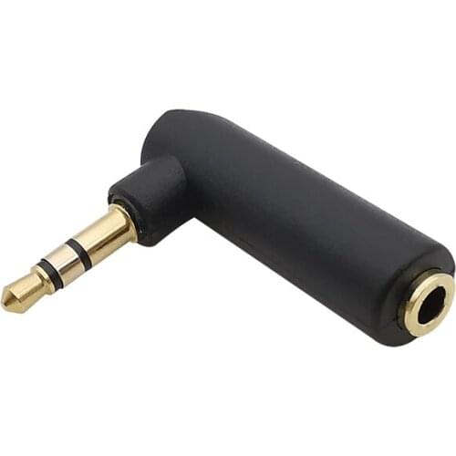 1Pcs Gold-plated 3.5mm Female Jack to 3.5mm 3 Pole Male Plug Right Angle Audio Stereo Connector Extension Converter Aux Adapter