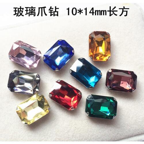 100pieces/lot 9 colors Sew On Resin Rhinestones Rectangular octagonal Buttons beads DIY 10mm*14mm