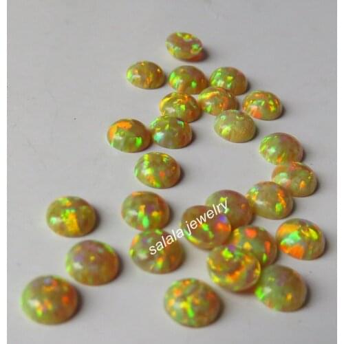 100pcs/lot OP46 Golden Olive Fire Opal 5mm Round Opal Synthetic Round Cabochon Opal Round Opal Cabochon Stone for Jewelry