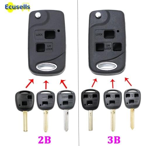 2/3 Buttons Modified Flip remote Key Shell Case fob For Toyota Corolla Yaris Carina Camry Avensis for Lexus TOY43/TOY47/TOY48