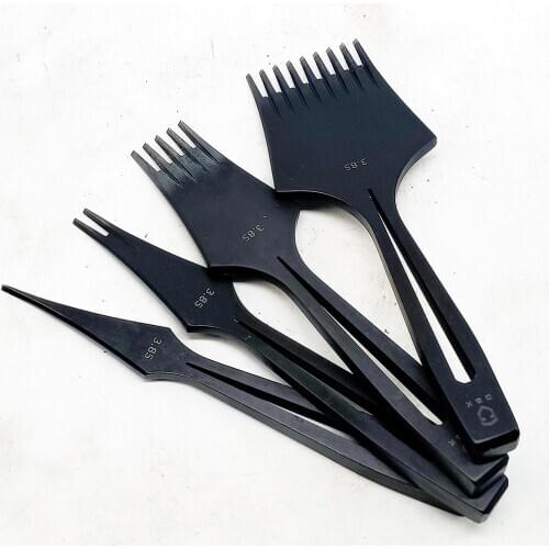2.7/3.0/3.38/3.85mm 1 2 5 9 teeth Black color stainless steel Leather Stitching Chisel Prong Hand polished French Style