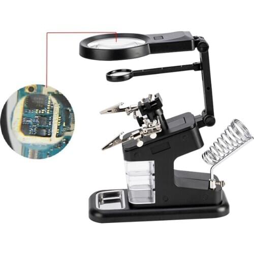 2021 New 3 Hand Soldering Iron Stand Welding Tool With Illuminated Glasses LED Alligator Clip Holder Clamp Helping Hand Repair