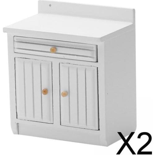 2x1:12 Kitchen Cabinet Cupboard Furniture White Dolls House Miniature Decor