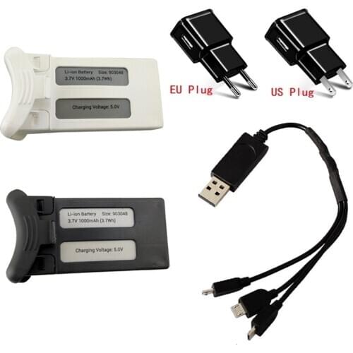 3.7V 1000mAh Lipo Battery and Charger for SJRC S20W T25 RC Four-axis Quadcopter Spare Parts RC Camera Drone Rechargeable Battery