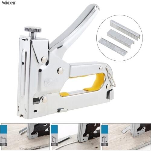 3 In 1 Manual Nail Staple Gun Furniture Stapler Upholstery Woodworking Tools With 600pcs Door-type U-type T-type Nails