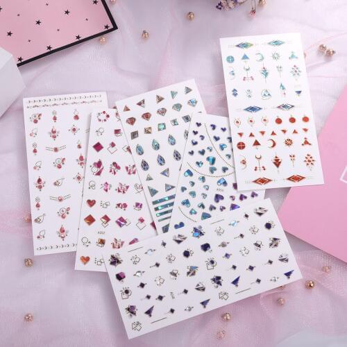 1 Pcs Geometry Crystal 3D Nail Sticker Adhesive Rhinestone Nail Sticker DIY Charm Design Nail Transfer Stickers New Arrivals