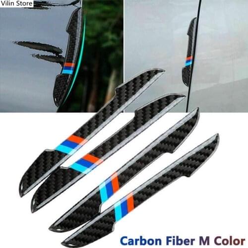 4pcs Car Door strips Anti Scratch Sticker Carbon Fiber Edge Protective Strips Side Doors Moldings Scuff trim Stickers for BMW