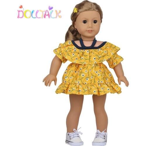 43 Cm New Baby Born Doll Clothes Yellow Slip Dress For 18''American Doll For Girls Birthday Gift Accessories