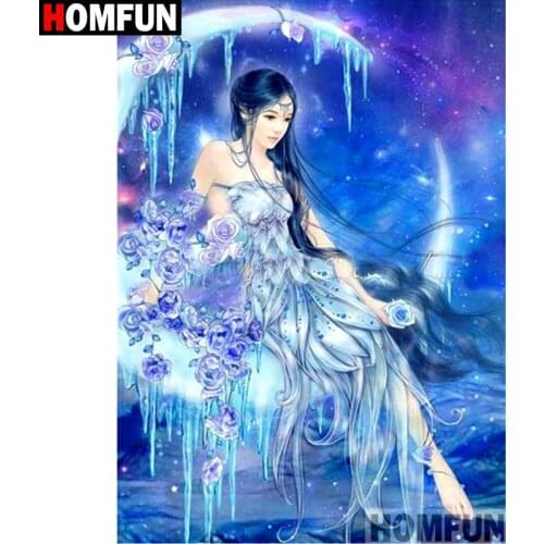 HOMFUN Full Square/Round Drill 5D DIY Diamond Painting "Moon beauty" Embroidery Cross Stitch 5D Home A08006