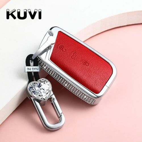 Diamond Alloy Leather Car Key Cover Case For Skoda Superb A7 For Volkwagen Passat B8 VW Golf Gte Car Styling Accessorise