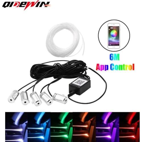 Car LED light guide atmosphere lamp colorful cold light line one drag five mobile phone app music voice controlled atmosphere