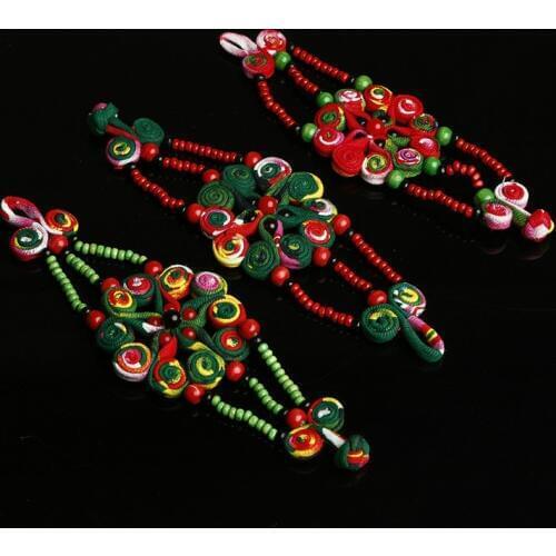 Ethnic style fabric flower bracelet hand-woven embroidery pouch bead bracelet