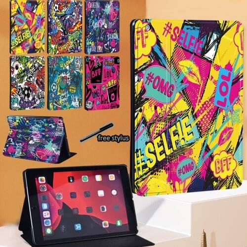 Graffiti Art Series Tablet Case For Apple IPad Mini 1 2 3 4 5 /Air 4 3 2 1 /IPad 2 3 4 5th 6th 7th 8th/Pro 9.7 11 10.5 Leather