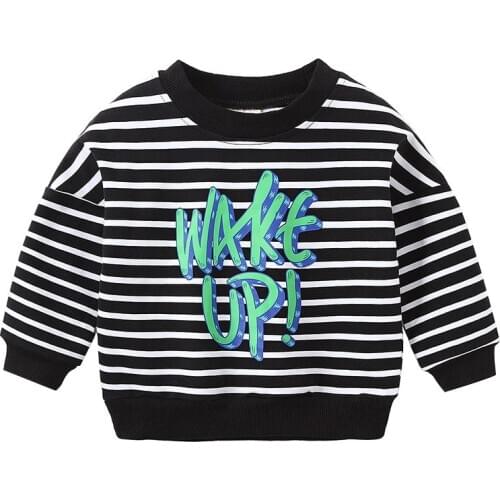 2020 Letter 2-7Year Kids Sweatshirts Stripe Cotton Long Sleeve Boys Sweatshirts O-Neck Autumn Casual Boys Clothing