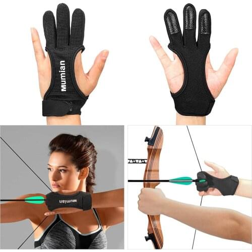 Archery Gloves Shooting Hunting Leather Three Finger Protector Archery Protective Gear Accessories