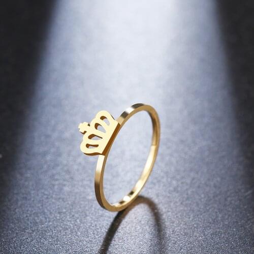 DOTIFI For Women Fashion Rings Crown Welding Jewelry Stainless Steel Gold and Silver Color Engagement Party Gifts R331