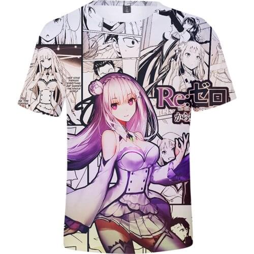 Hot Sale Anime Re:zero 3d Printed T Shirt Unisex Fashion Summer Casual Popular Harajuku Streetwear Short Sleeve Oversize Top