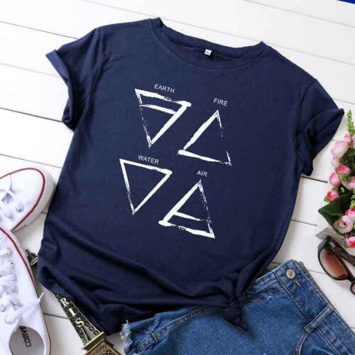 100% Cotton Oversize Womens T-shirts O-Neck Short Sleeve Harajuku Element Symbols Printed Top Casual Female T shirt 2020 Summer