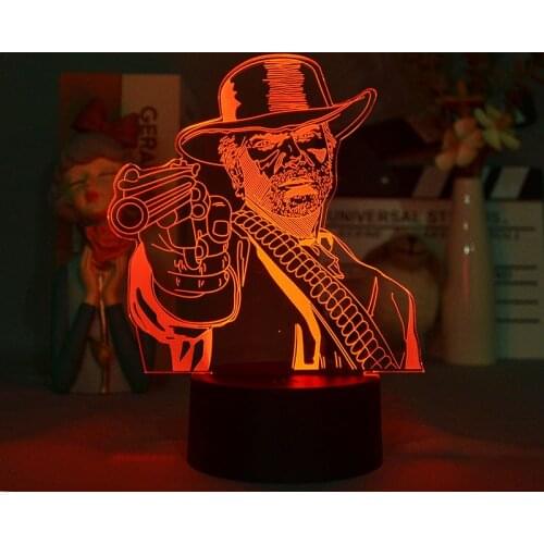 Game Red Dead Redemption 2 Gift Acrylic 3d Lamp for Game Room Decor Nightlight RDR2 Arthur Morgan Figure Kids Led Night Light