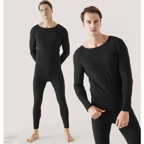 Male Female Pajama Suits Autumn Winter Seamless Thermal Underwear High Elasticity Solid Color O-Neck Long Sleeved Tops+Trousers