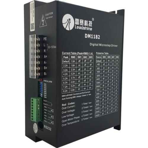 Leadshine DM1182 CNC Digital high voltage Stepper Drive 2-phase work 80~150VAC, out 0.7A~8.2A fit stepper motor NEMA 34 /42