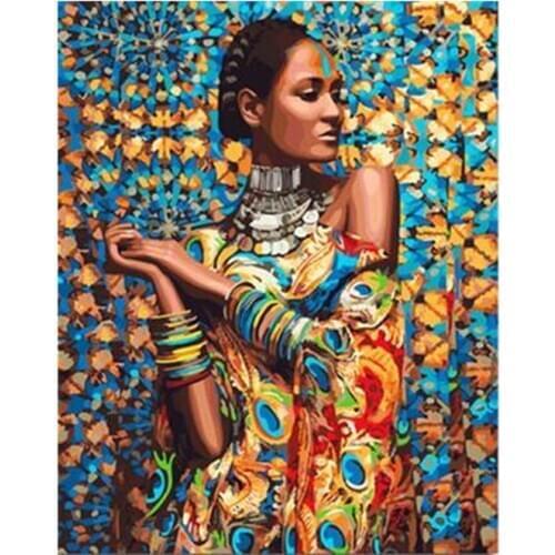 DRAWJOY Frameless Colorful Pictures Painting By Numbers Beauty Lady On Canvas DIY Oil Painting By Numbers 40*50cm GX23464