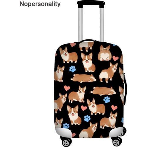 Nopersonality 18-32inch Corgi Dog Print Luggage Protector Covers Black Elastic Suitcase Cover Waterproof Dustproof Baggage Cover