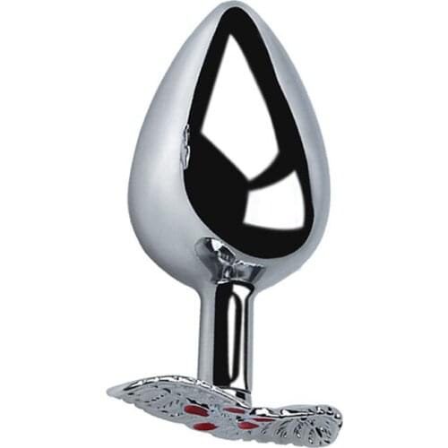 2021 New RYPJ-50-E Smooth Touch Head Metal Anal Plug Sex Toys Stainless Steel Leaf Tail Butt Plug Anal Beards for Adult Game