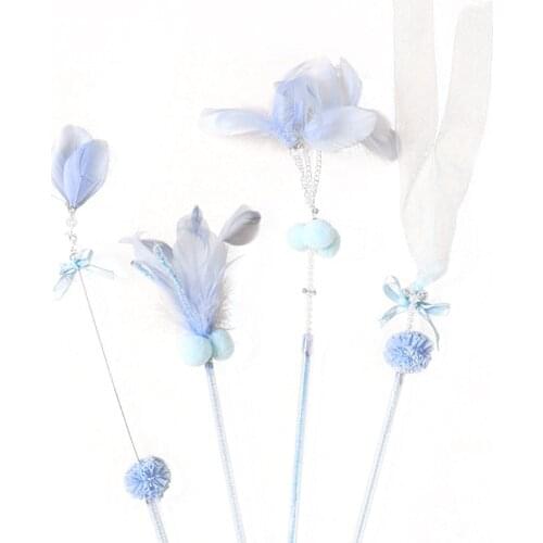 4PCS Cat Teaser Wand Faux Feathers Kitten Sticks Toy Cat Interactive Toy Pet Chasing Toy Cat Wands Kitten Toy Pet Scratching Toy