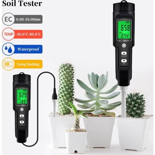 Soil Ph Meter Tester EC Meter for Soil PH TDS CF Sunlight Moisture Humidity Garden Temp Soil moisture Sensor Gauge Optional