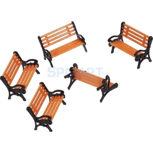 MagiDeal 5Pcs/Pack 1:75 Scale Plastic Model Park Bench Model Building Yard Garden Street Scene Layout Landscape Children Toys