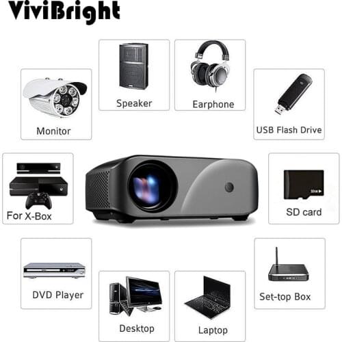 ViviBright LCD Projector 1280 x 720P 2800 Lumens F10 300 inch Display Home Entertainment Video Projector 3D HD Video Projector
