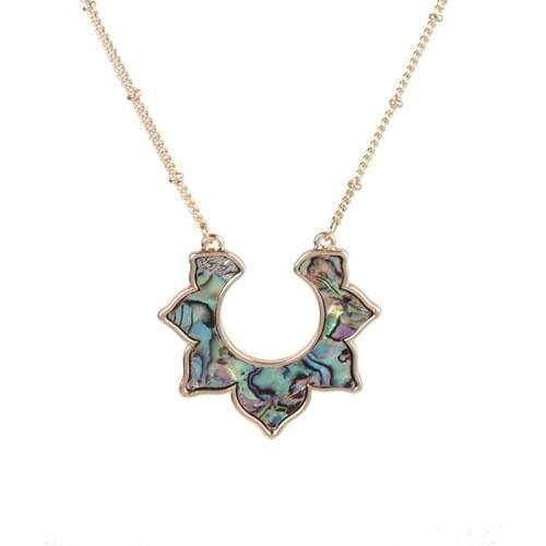 Simple and delicate flower abalone shell white shell inlaid long necklace for women