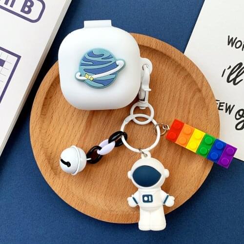 Cute Astronaut Keychain Cases for Samsung Galaxy Buds PRO / Buds Live Cartoon Korea Planet Earphone Cover for Galaxy Buds Live