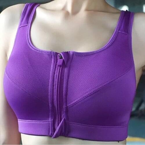 Sports Bra Women Fitness Cycling Walking Yoga Push Up Underwear Comfort Top High Impact Bras Front Zipper Removable Pads
